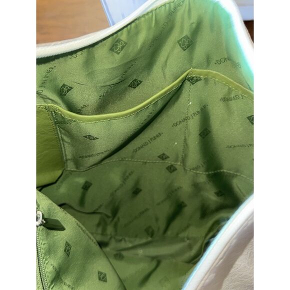 DONALD J PLINER Leather Crescent Shoulder Bag Hobo Purse White Blue Metallic - Picture 15 of 16